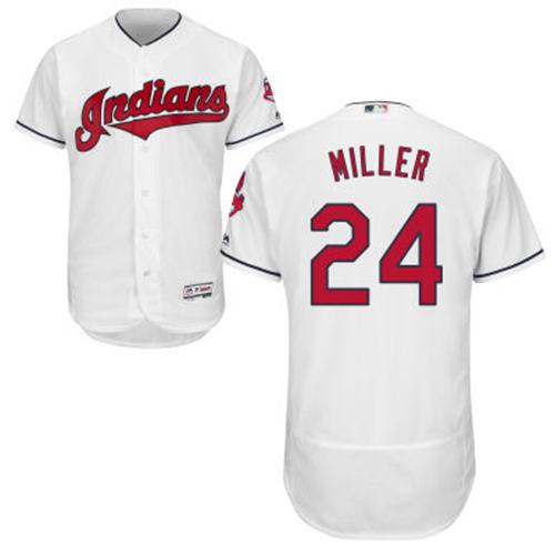 Indians #24 Andrew Miller White Flexbase Authentic Collection Stitched MLB Jersey - Click Image to Close